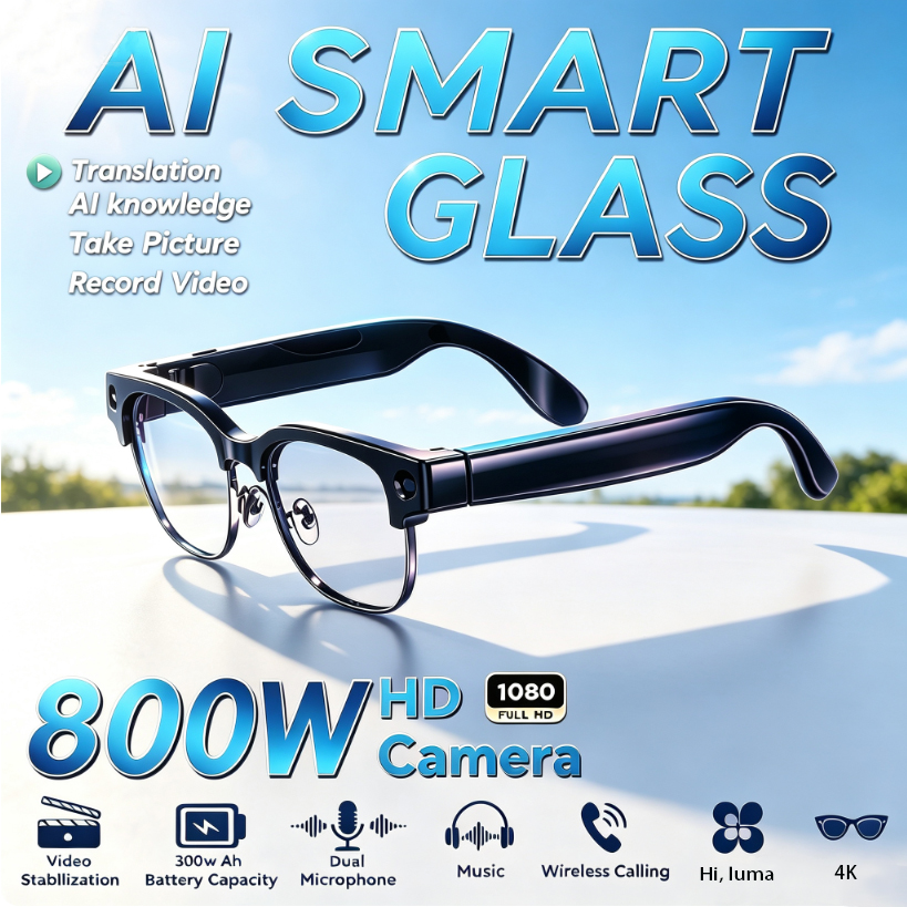 800W HD 픽셀 스마트 안경 남녀공용 AI 인식 다 - Audio With Music Ai 리뷰 및 가격